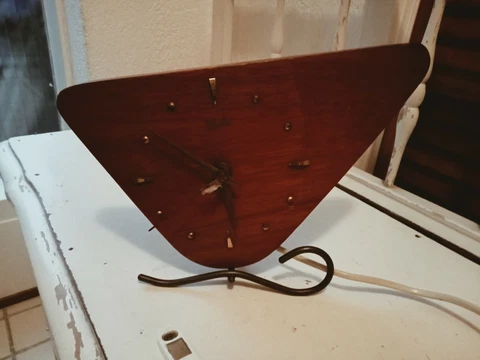 Dutch Wuba Warmink Vintage Wooden Electric Clock (Hermle Junghans era) art deco Cover