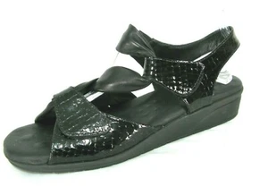 Elites Walking Cradle Valerie Sandals Sz 10 Slingback Strappy Black Leather - Picture 1 of 8