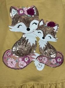 (Cynthia Rowley) Girls 3D Sequin Fox Ruffle Hem T-Shirt/Dress - Picture 1 of 9
