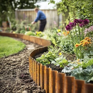 Pre Rusted Metal Garden Edging Corrugated Steel Garden Border Roll 5m - Picture 1 of 8