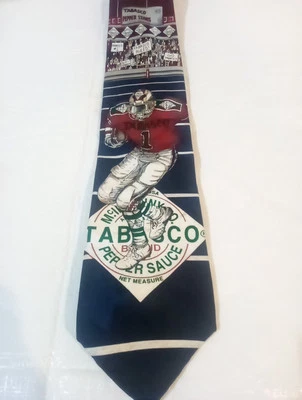 Corbata vintage de seda temática de fútbol Tabasco hecha en EE. UU. D3 Foto 1 de 4