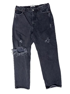 Abercrombie & Fitch Womens The Dad High Rise Fly Button Black Jeans Sz 31/12 - Picture 1 of 8