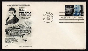 USA, SCOTT # 1270, FLEETWOOD FDC COVER OF 1965 ROBERT FULTON, STEAMBOAT CLERMONT - Picture 1 of 1