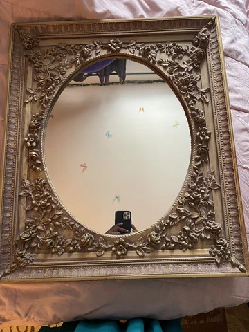 Vintage Floral  Spandrel Mirror 26” * 24”Gold Wooden  Frame Cover
