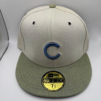 New Era 59Fifty Chicago Cubs Denim/Olive Fitted Hat Size 7 1/8 - Image 1 of 4