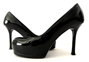 Zapatos de tacón de aguja YSL Yves Saint Laurent 6,5 negro charol plataforma 36,5 - Imagen 1 de 8