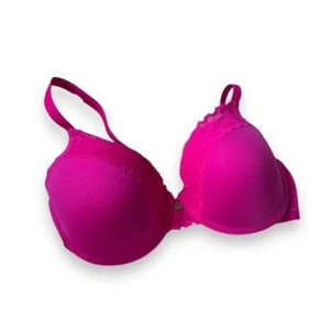 Natori Hidden Glamour Bra 32D passion pink hot pink lace trim T-shirt underwire - Picture 1 of 6