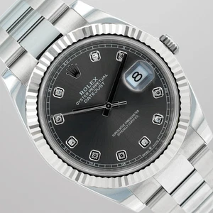 2024 Unworn Rolex Datejust 41 Gray Diamond Dial Fluted Oyster Complete 126334 - Picture 1 of 12