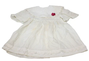 Just Kidding Girls Ivory Vintage Dress Size 6 Embroidered Lace Collar Rose - Picture 1 of 6