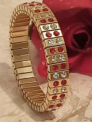 2ct Ruby Bracelet Gold 24k Red Swarovski Crystal Designer Jewelry Gift for her  - Image 1 of 4