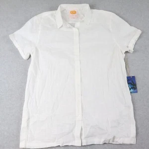Goldfish Kiss Shirt Top Womens XL Hawaiian Casual Button Up Short Sleeve NWT - Picture 1 of 7