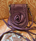 Mellow World Faux Leather 3D Floral Crossbody Purple Phone Bag New