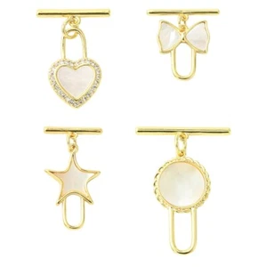 4x Toggle Clasp Brass w/ Shell for Earring Pendant Keychain Necklace Jewelry DIY - Picture 1 of 7