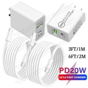 For iPhone 15 16 Samsung Android USB Type C Cable 20W Fast Charger Wall Adapter - Picture 1 of 16