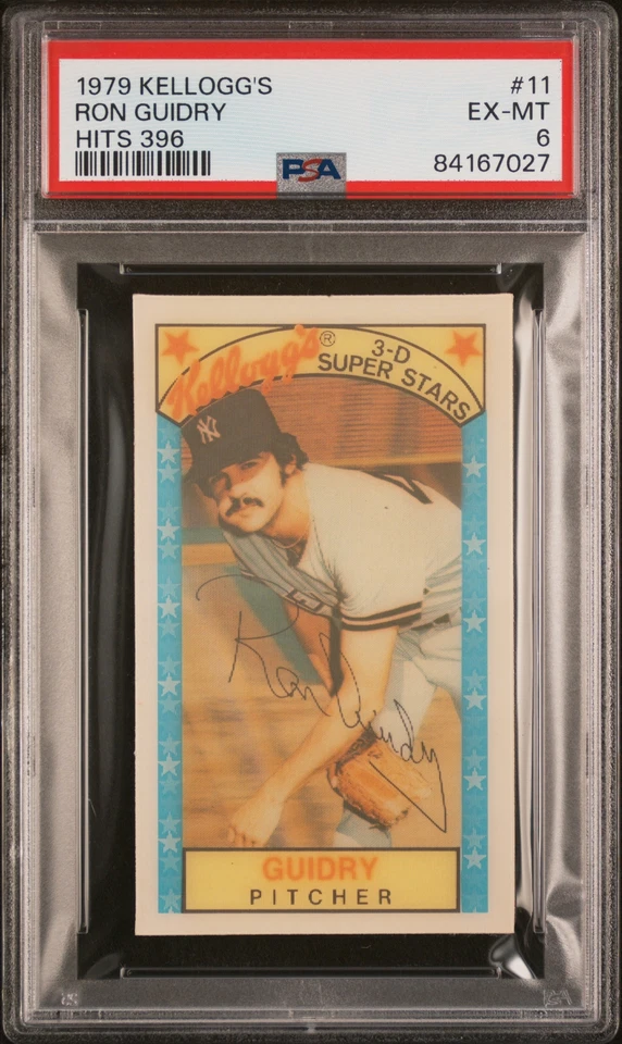 1979 Kelloggs 11 Ron Guidry Hits 396 - PSA 6 - Image 1 of 2