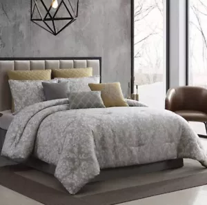Hallmart Collectibles Lantana Comforter Set Riverbrook Home 6 Pieces Gold & Gray - Picture 1 of 13