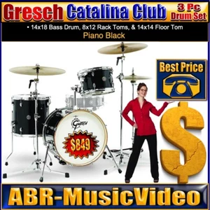 Gretsch Catalina Club 3-pc Drum Set (18/12/14) - Piano Black/ CT1-J483-PB - Picture 1 of 18