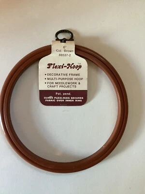 Vintage Flexi-hoop BROWN 6” Needlework Hoop/frame W/Metal Hanger Taiwan 88537-2 - Image 1 of 3