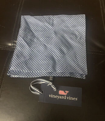 NWT Vineyard Vines Vineyard Whale Pocket Square 100% Silk 16” x 16” Blue O8 - Image 1 of 4
