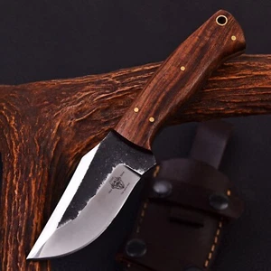 CUSTOM HANDMADE CARBON STEEL HUNTING AND SKINNING KNIFE  EXOTIC WOOD HANDLE EDC - Picture 1 of 8