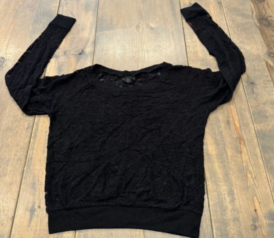 Blusa top pulóver manga larga de encaje negra Rue 21 para mujer talla: S Foto 1 de 4