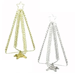 50cm Christmas Tree 80 Card Holder With Star Decoration Metal Silver or Gold - Picture 1 of 5