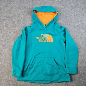 THE NORTH FACE Teal/Orange Fleece Lined Running Hoodie Sweatshirt Size L Neon - Picture 1 of 6