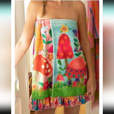 NEW NATURAL LIFE Towel Wrap Mushrooms Size L/XL Boho Hippie - Image 1 of 4