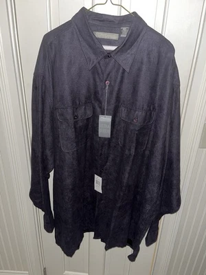 Camisa masculina nova com etiquetas azul ultra camurça manga longa botão para baixo tamanho 3XLT - Imagem 1 de 4