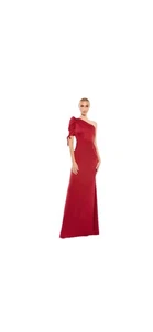 Mac Duggal 55632 Puff Sleeve One Shoulder Dress Size 14 Brand New With Tags FAST - Picture 1 of 8