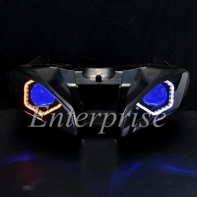 Headlight LED +Turn Signal Light For Yamaha YZF R6 08-14 White Halo+Blue Demon - Image 1 of 4