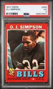 Topps #260 O.J. 1971 Simpson PSA 3 EN MUY BUENA CONDICIÓN - Buffalo Bills - De colección NFL HOF RB - Imagen 1 de 2