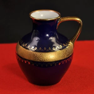 Royal Porzellan Bavaria KPM Vase Hand Made Cobalt w/Encrusted Gold 1950-1980 - Picture 1 of 12