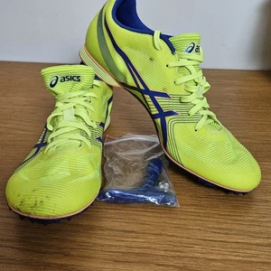 ASICS Hyper MD G502Y Men’s Size 9.5 Track & Field Spikes Neon Yellow Blue w/... - Picture 1 of 9
