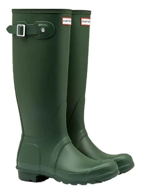 Hunter Botas de Agua Damas Hunter Originales Altas Wellington Botas Verdes Reino Unido 8 - Imagen 1 de 4