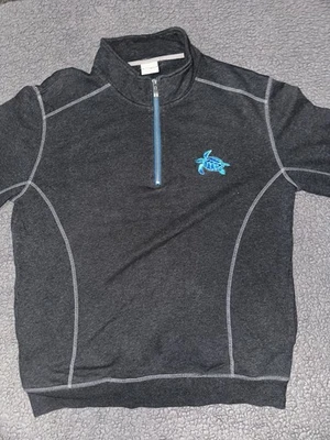 Crazy Shirts 1/4 Zip Pullover Sweater Mens M heather blk Turtle Logo embroidery - Image 1 of 4