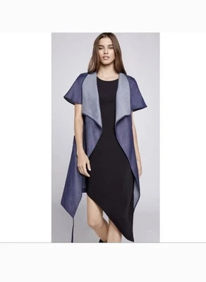 BCBGeneration Denim Vest Jacket Size Small Chambray Belted Short Sleeve New  - Image 1 of 4