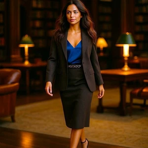 VTG Evan Picone Wool Blend Brown Skirt Suit Set 12 14 Union Made Career Academia - Picture 1 of 10