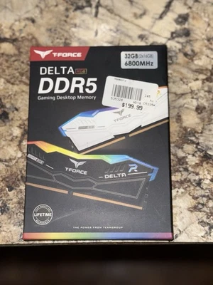 TEAMGROUP T-Force Delta RGB DDR5 Ram 32GB 2x16GB 6800 Mhz - White - Image 1 of 2