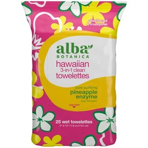 Alba Botanica Hawaiian 3 In 1 Clean Towelettes Deep Pore Purifying Enzyme, - Picture 1 of 4
