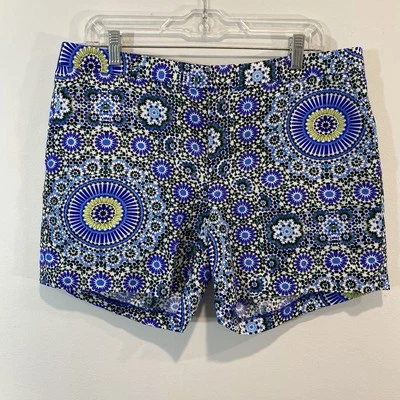 Pantalón Corto Banana Republic Mezcla de Lino Azul Estampado Talla 10 Foto 1 de 4