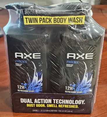 AXE Phoenix Body Wash Men 2 bottles 28 oz. Clean Fresh Showel Gel Crushed Mint  - Image 1 of 4