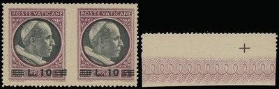 1946, VATICAN CITY, POPE PIUS XII, 10L/5L HORIZ PAIR IMPERF BETWEEN NH SC.#108 - Image 1 of 2