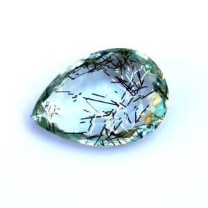 61.80 Ct Bi-Color Rutilated Quartz Natural Pear Cut GGI Certified Loose Gemstone - Picture 1 of 8