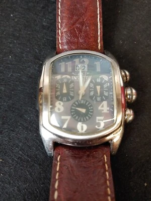 Reloj cronógrafo de cuarzo para hombre Invicta Lupah 4393 cuero marrón *necesita batería Foto 1 de 4