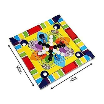 Mini Ludo Carrom Board Wooden Game for Kids(14 inch) - Image 1 of 3