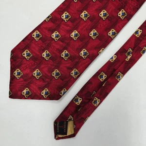 ROBERT TALBOTT BEST OF CLASS SILK TIE RED GOLD GEOMETRIC JACQUARD 4" X 58" - Picture 1 of 2