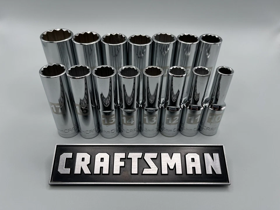 NEW CRAFTSMAN 15pc 1/2" Drive DEEP METRIC 12 point socket set ! (10-27mm) - Image 1 of 1