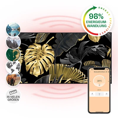 KLARSTEIN Calefacción Infrarroja con Termostato Imagen Hoja Negra 700W WiFi Calefacción Infrarroja