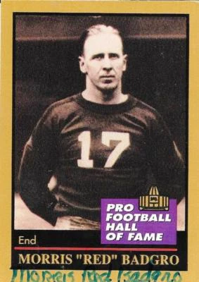 MORRIS RED BADGRO SIGNED 1991 ENOR CARD~PRO FOOTBALL HALL OF FAME~HOF AUTO - Image 1 of 2